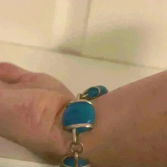 Sterling Silver Vintage 80s Italian Blue Glass Bracelet - Picture 13 of 15